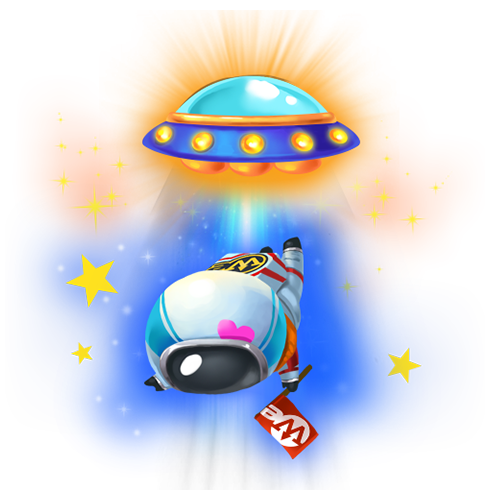 人物頭頂:太空船