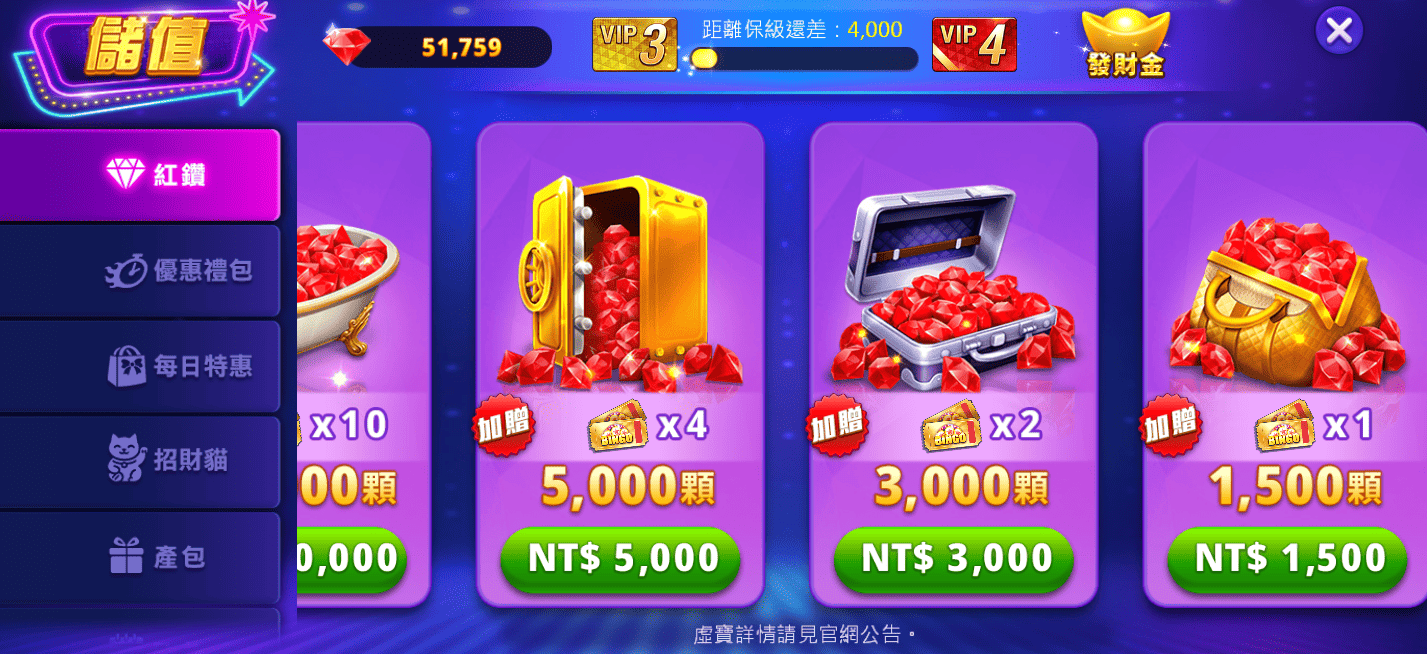 遊戲內儲值-紅鑽